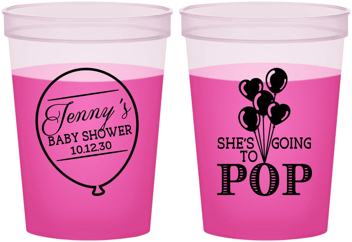 Custom Baby Shower 16 oz Color Changing Cups - Shes Going To Pop | 90160