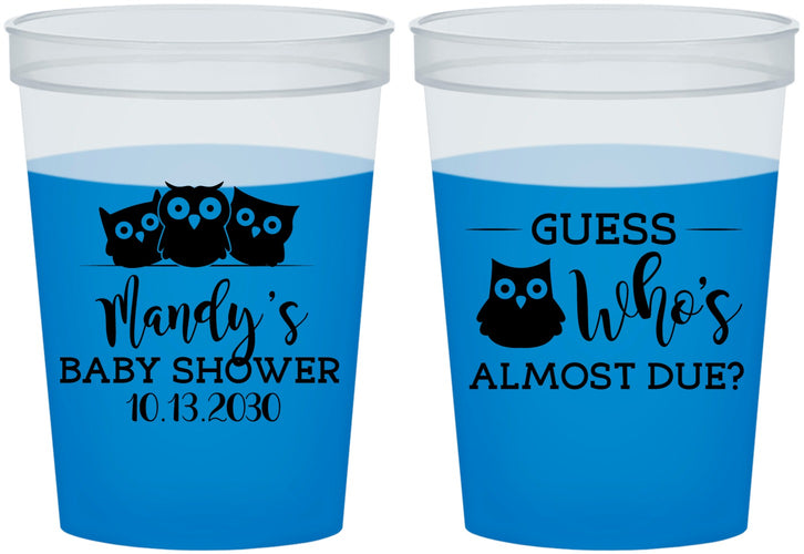 Custom Baby Shower 16 oz Color Changing Cups - Owl Whos Almost Due | 90170