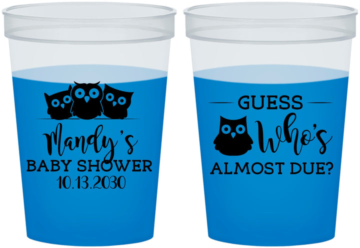 Custom Baby Shower 16 oz Color Changing Cups - Owl Whos Almost Due | 90170