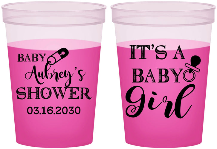 Custom Baby Shower 16 oz Color Changing Cups - Baby Girl | 90171