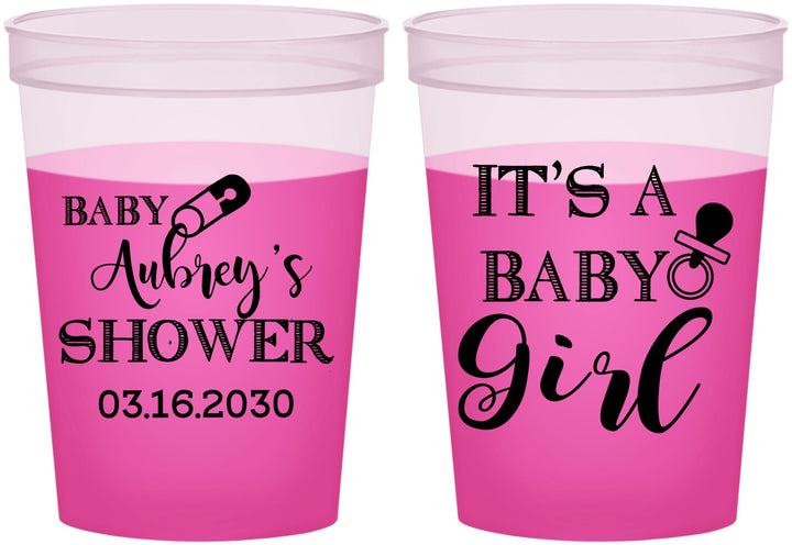 Custom Baby Shower 16 oz Color Changing Cups - Baby Girl | 90171