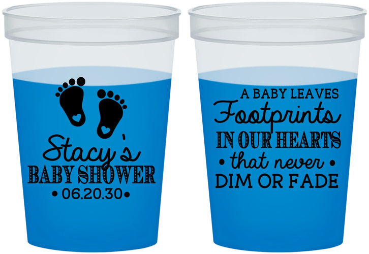 Custom Baby Shower 16 oz Color Changing Cups - Footprints | 90176