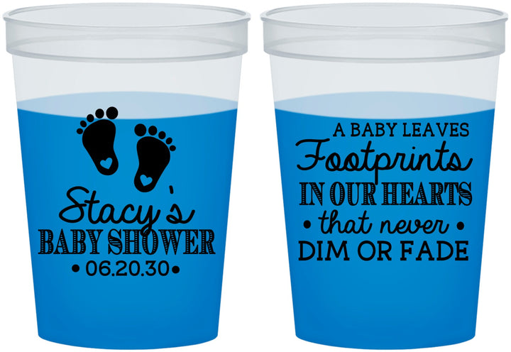 Custom Baby Shower 16 oz Color Changing Cups - Footprints | 90176