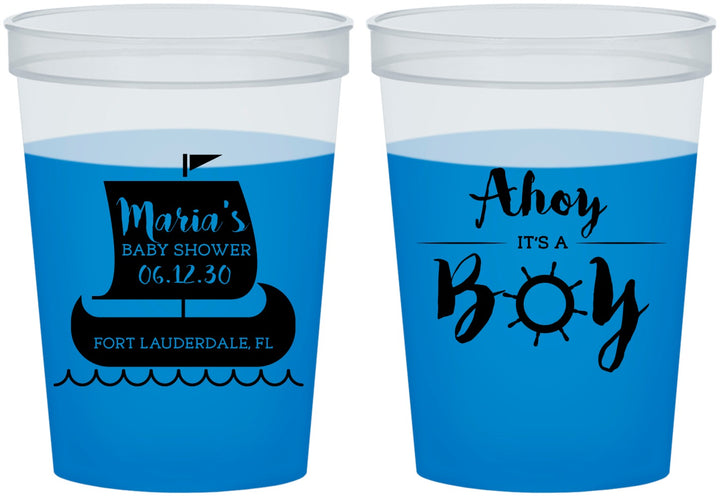 Custom Baby Shower 16 oz Color Changing Cups - Ahoy It’s A Boy | 90177