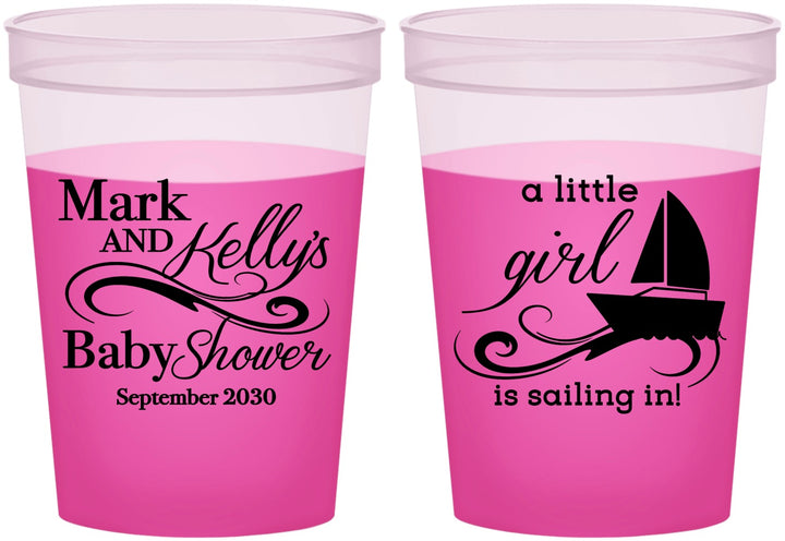 Custom Baby Shower 16 oz Color Changing Cups - Sailboat | 90178