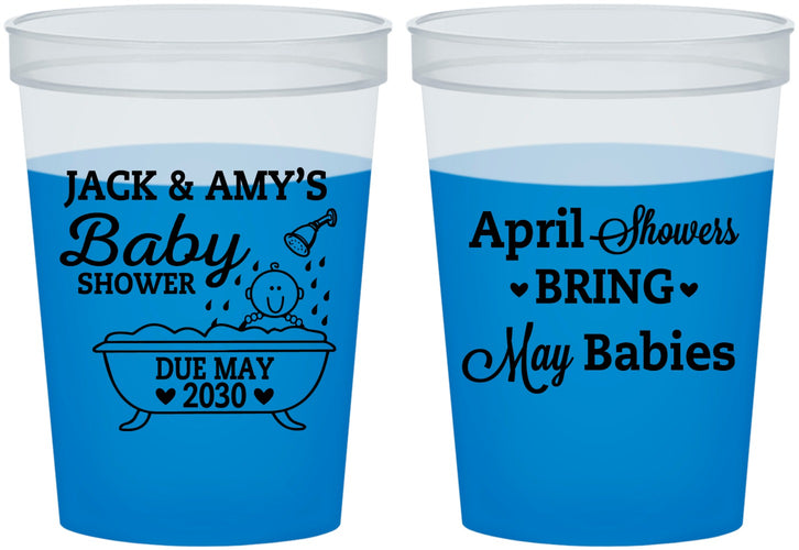 Custom Baby Shower 16 oz Color Changing Cups - April Showers May Babies | 90181