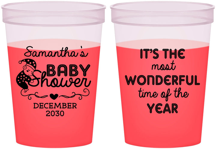Custom Baby Shower 16 oz Color Changing Cups - Christmas | 90191