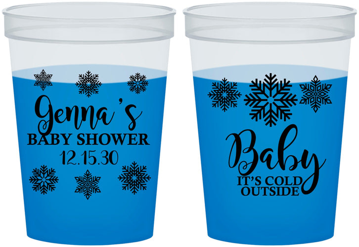 Custom Baby Shower 16 oz Color Changing Cups - Christmas Snowflakes | 90192