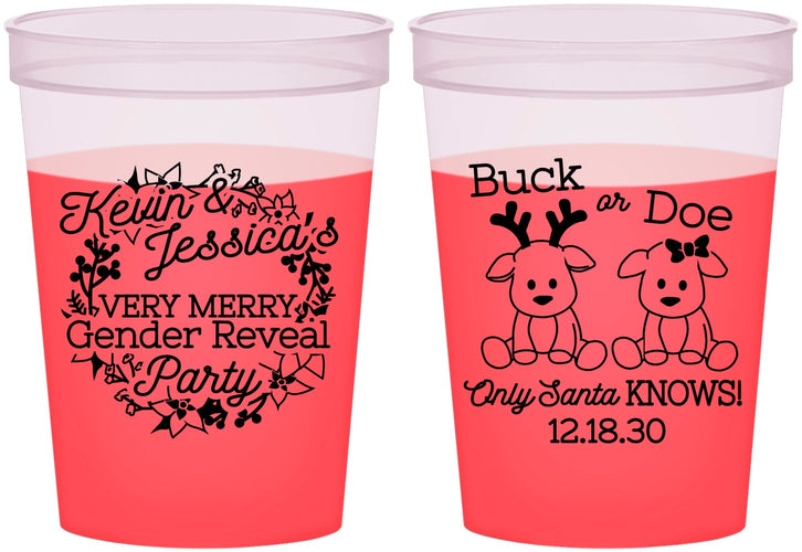 Custom Baby Shower 16 oz Color Changing Cups - Christmas Gender Reveal | 90193