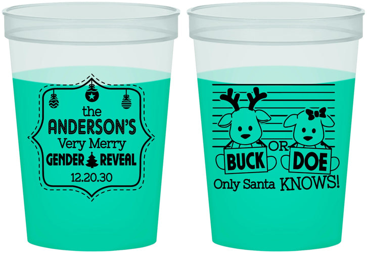 Custom Baby Shower 16 oz Color Changing Cups - Christmas Gender Reveal | 90194