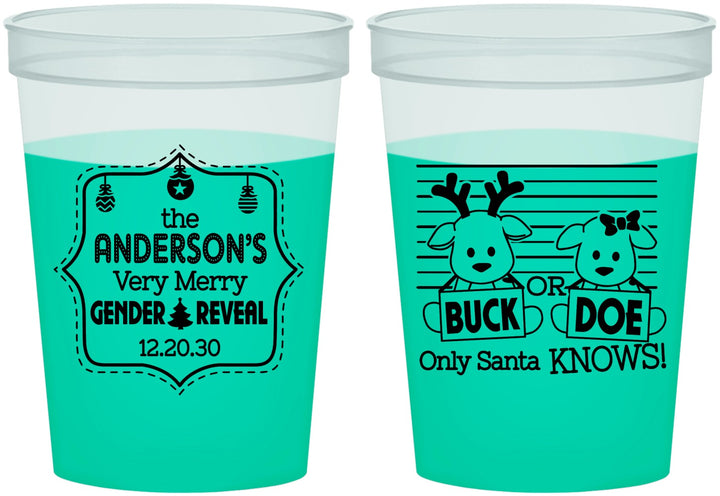 Custom Baby Shower 16 oz Color Changing Cups - Christmas Gender Reveal | 90194