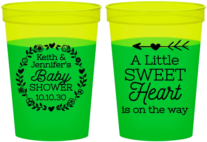 Custom Baby Shower 16 oz Color Changing Cups - Little Sweet Heart | 90195