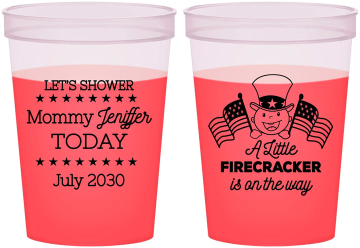 Custom Baby Shower 16 oz Color Changing Cups - Little Firecracker | 90198