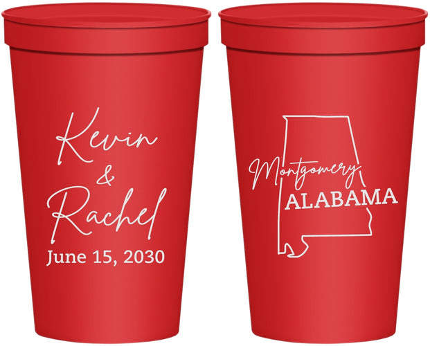 Personalized Wedding 22 oz Stadium Cups - Alabama | 100