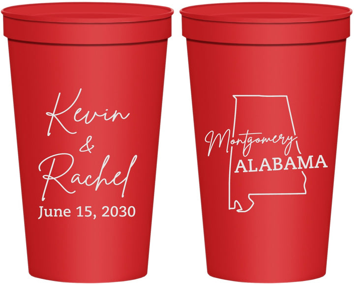 Personalized Wedding 22 oz Stadium Cups - Alabama | 100