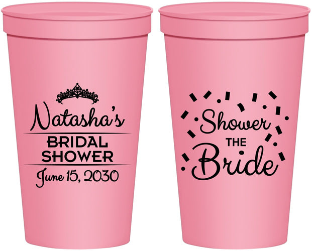 Personalized Bridal Shower 22 oz Stadium Cups - Shower The Bride | 100001