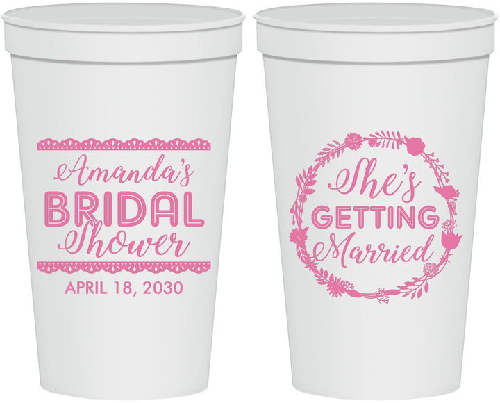 Personalized Bridal Shower 22 oz Stadium Cups - She's Getting Married | 100003