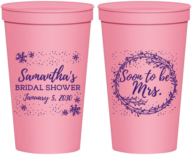 Personalized Bridal Shower 22 oz Stadium Cups - Soon To Be Mrs | 100004