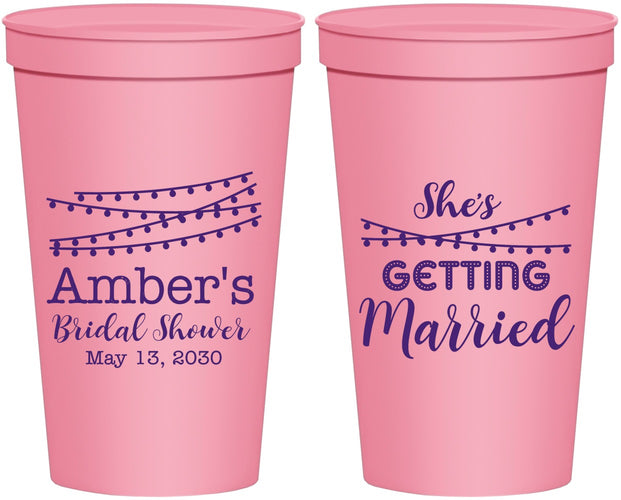 Personalized Bridal Shower 22 oz Stadium Cups - She's Getting Married | 100008