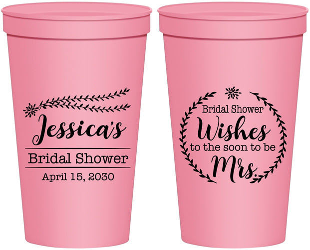 Personalized Bridal Shower 22 oz Stadium Cups - Soon To Be Mrs | 100009