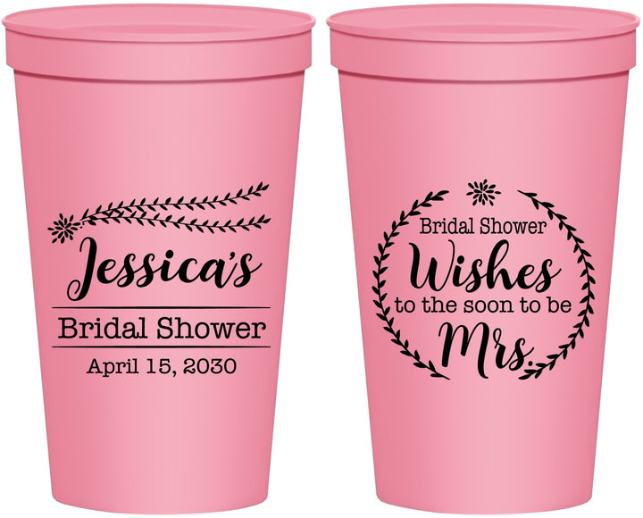 Personalized Bridal Shower 22 oz Stadium Cups - Soon To Be Mrs | 100009