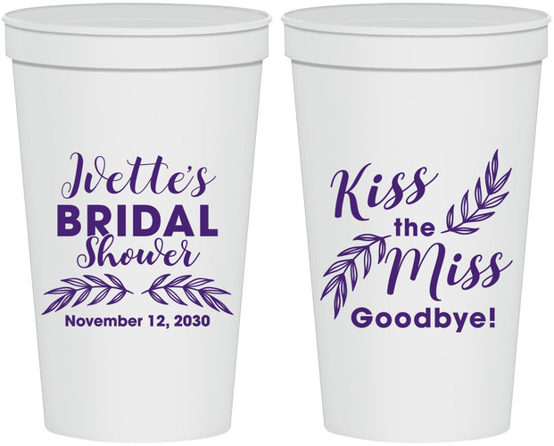 Personalized Bridal Shower 22 oz Stadium Cups - Kiss The Miss Goodbye | 100010