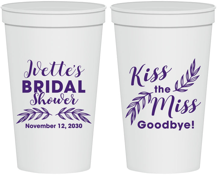 Personalized Bridal Shower 22 oz Stadium Cups - Kiss The Miss Goodbye | 100010