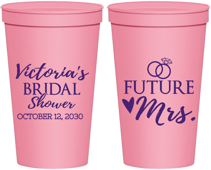 Personalized Bridal Shower 22 oz Stadium Cups - Future Mrs | 100012