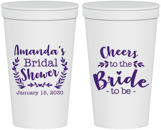 Personalized Bridal Shower 22 oz Stadium Cups - Cheers To The Bride | 100014