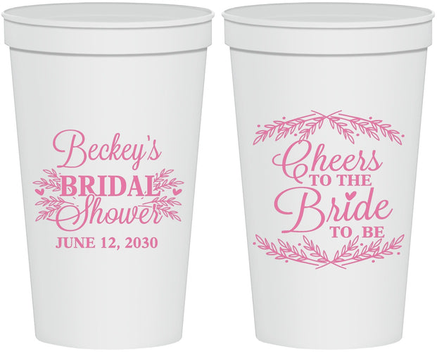 Personalized Bridal Shower 22 oz Stadium Cups - Cheers To The Bride | 100019