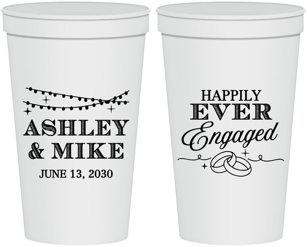 Personalized Engagement 22 oz Stadium Cups - Happily Ever Engaged | 10006