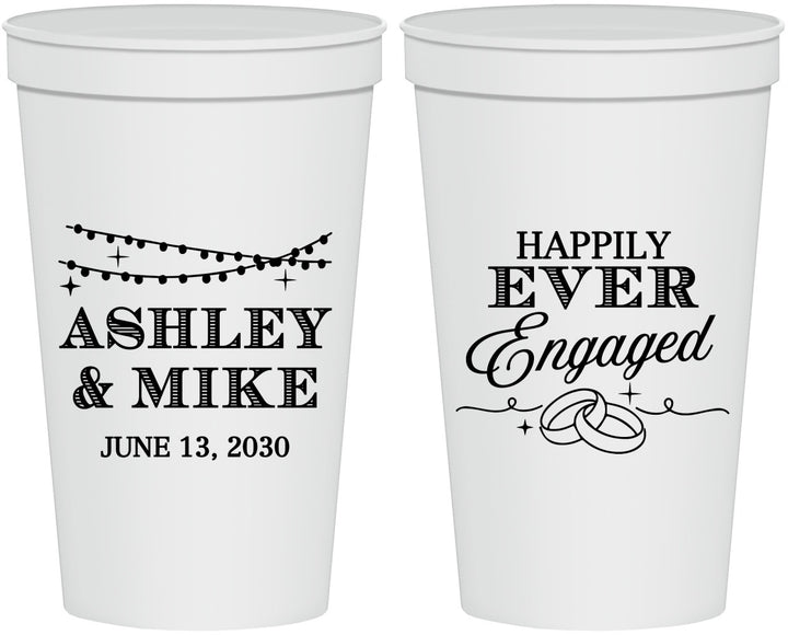 Personalized Engagement 22 oz Stadium Cups - Happily Ever Engaged | 10006