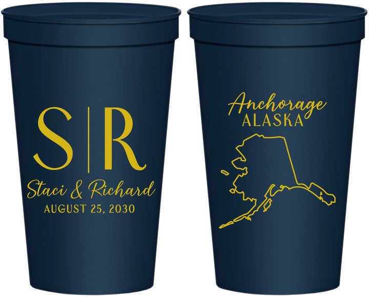 Personalized Wedding 22 oz Stadium Cups - Alaska | 101