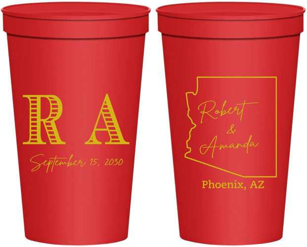 Personalized Wedding 22 oz Stadium Cups - Arizona | 102