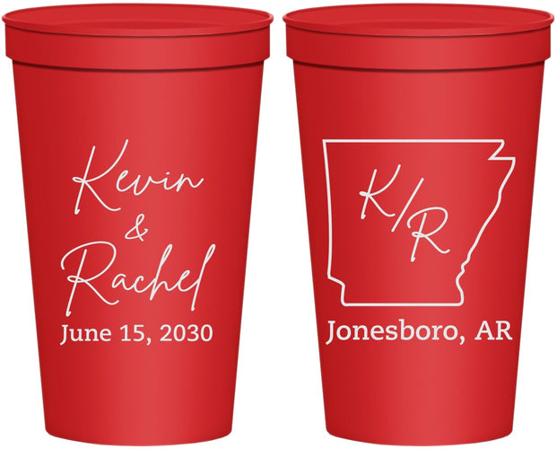 Personalized Wedding 22 oz Stadium Cups - Arkansas | 103