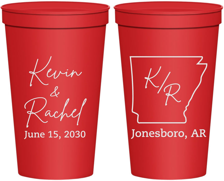 Personalized Wedding 22 oz Stadium Cups - Arkansas | 103
