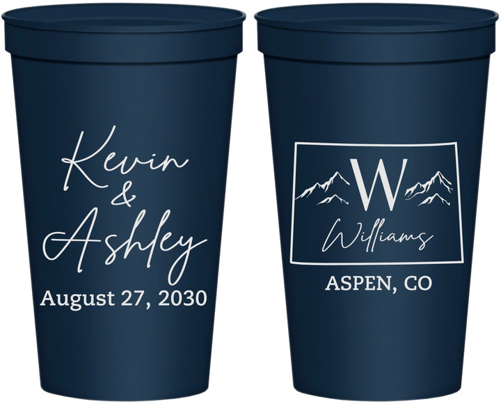 Personalized Wedding 22 oz Stadium Cups - Colorado | 105