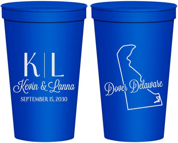 Personalized Wedding 22 oz Stadium Cups - Delaware | 107