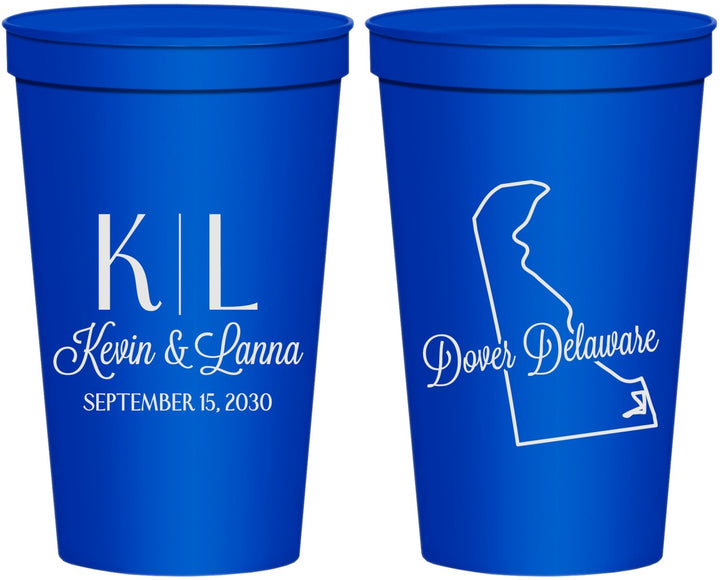 Personalized Wedding 22 oz Stadium Cups - Delaware | 107