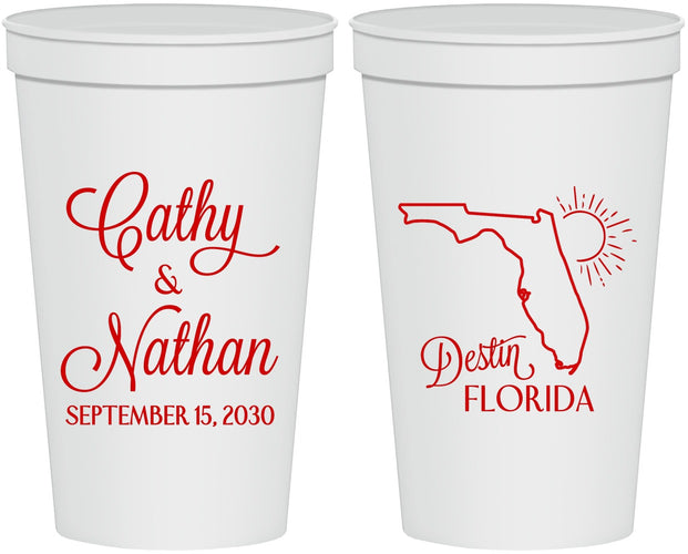 Personalized Wedding 22 oz Stadium Cups - Florida | 108