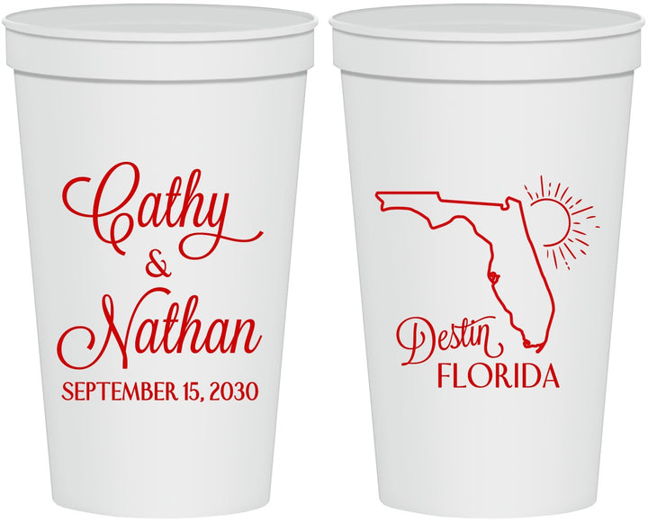 Personalized Wedding 22 oz Stadium Cups - Florida | 108