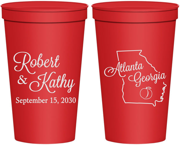 Personalized Wedding 22 oz Stadium Cups - Georgia | 109