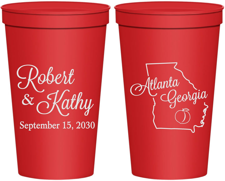 Personalized Wedding 22 oz Stadium Cups - Georgia | 109