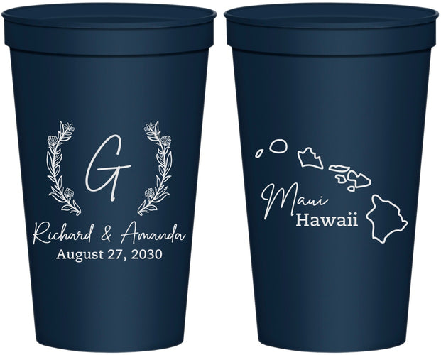 Personalized Wedding 22 oz Stadium Cups - Hawaii | 110