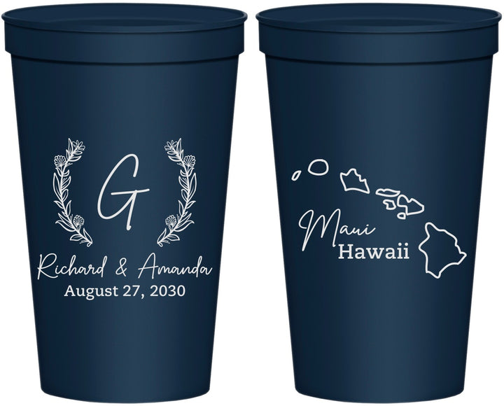 Personalized Wedding 22 oz Stadium Cups - Hawaii | 110
