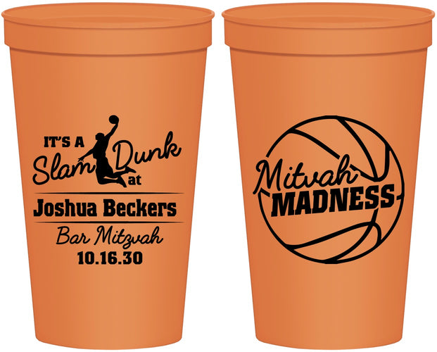 Personalized Bar Mitzvah 22 oz Stadium Cups - 13th Birthday Basketball | 110000
