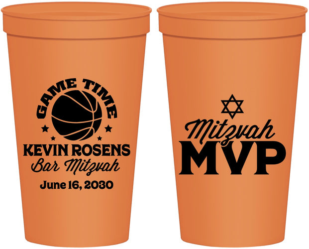 Personalized Bar Mitzvah 22 oz Stadium Cups - 13th Birthday Basketball | 110001