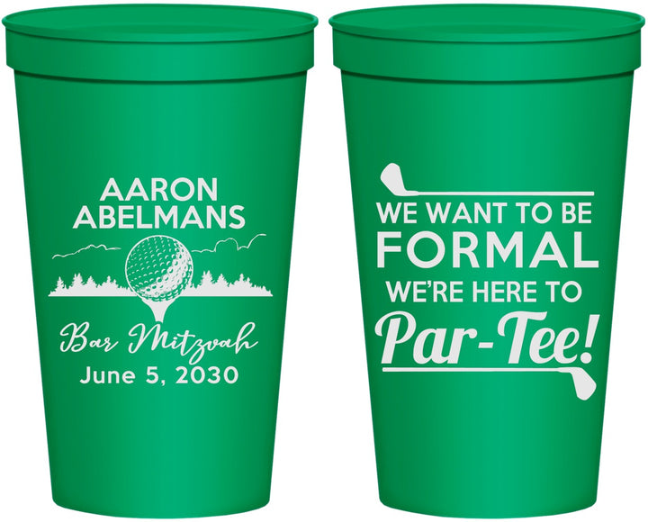 Personalized Bar Mitzvah 22 oz Stadium Cups - 13th Birthday Golf | 110010