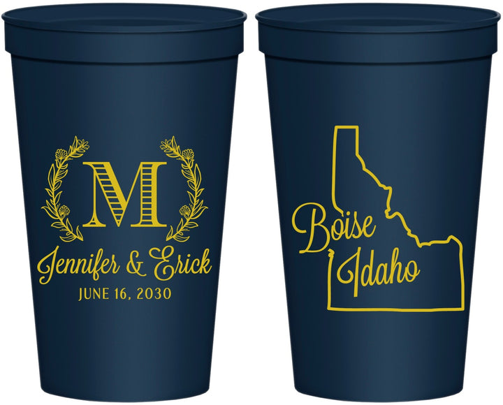 Personalized Wedding 22 oz Stadium Cups - Idaho | 111