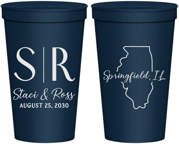 Personalized Wedding 22 oz Stadium Cups - Illinois | 112
